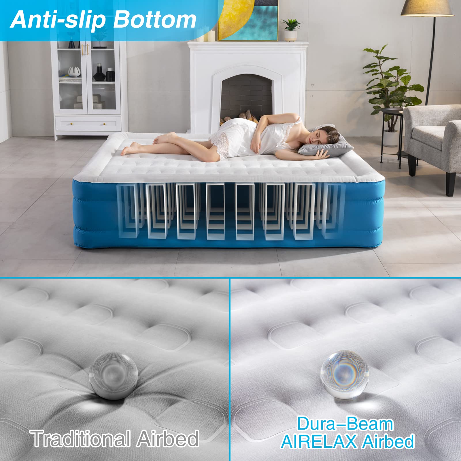 Automatic Inflate & Deflate Camping Air Mattress with Built-in Pump