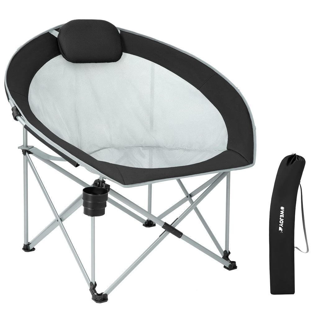 WEJOY Moon Chair XL Camping Chair for Adults with Padded Pillow&comma; Cup Holder