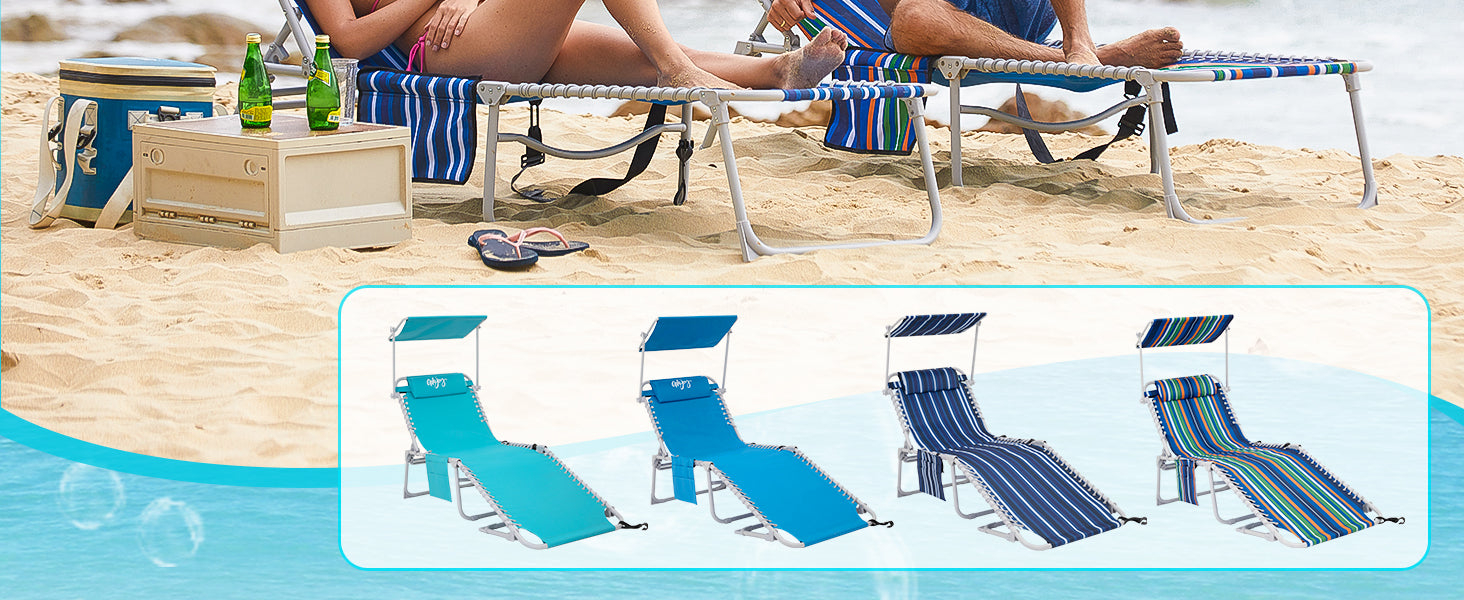 WEJOY Classic Portable Lounge Chair with Canopy Sun Shade