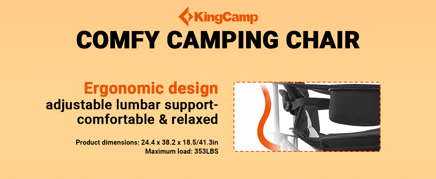 KingCamp SIMPSON Comfort Armchair Set of 2 Heavy Duty Camping Chair