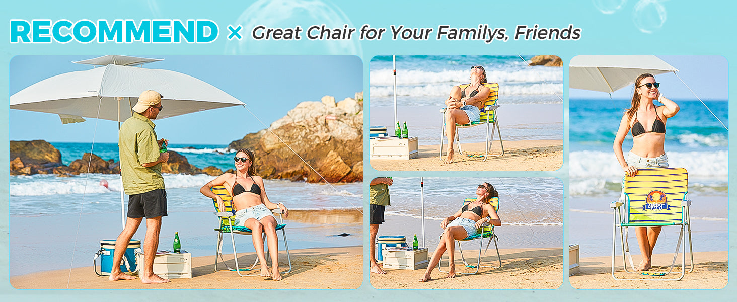 WEJOY High Back Beach Chair with Removeable Padded Cushion