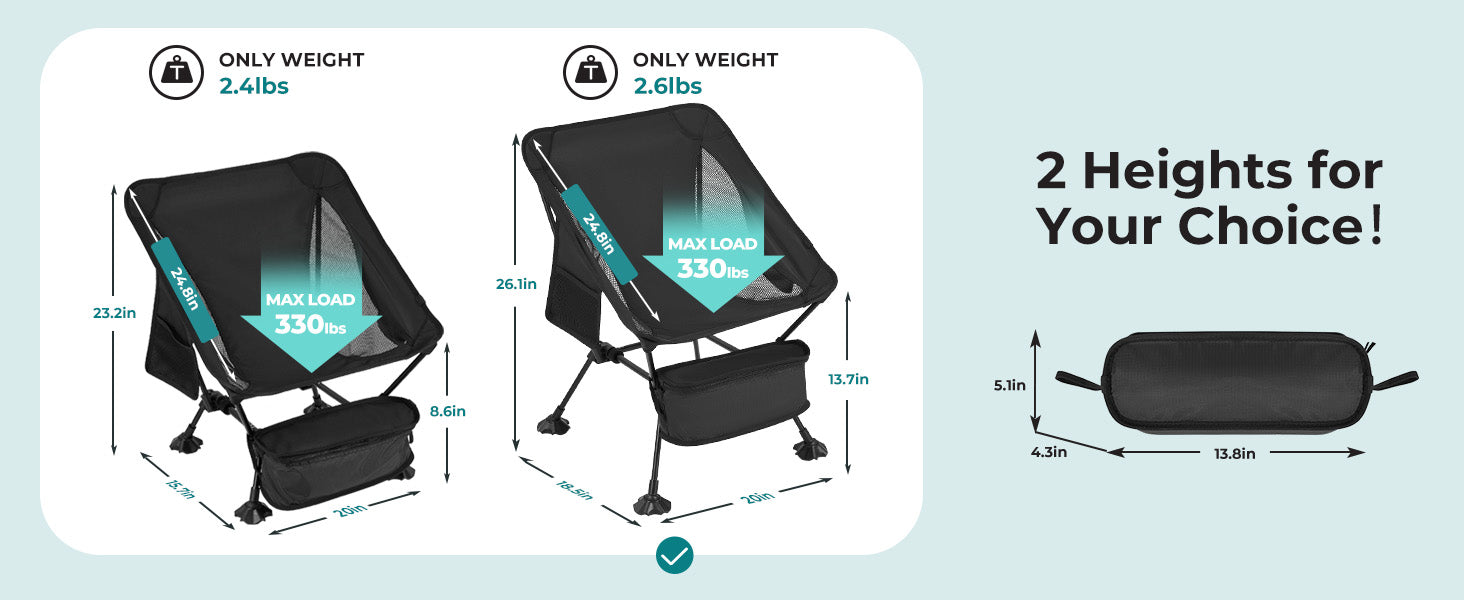 ATEPA Ultralight Square Tall Camping Chair