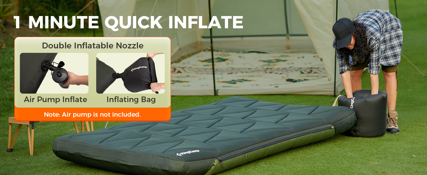 KingCamp GORGEOUS DOUBLE 17 Double Air Pad Inflatable Camping Mattress with Removable Cover