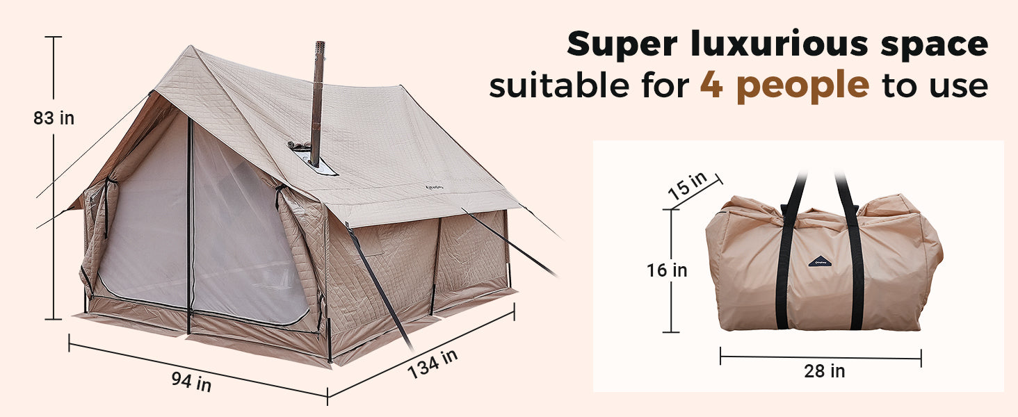 KingCamp 4-Season Cotton Tent with Stove Jack for 4-5 People