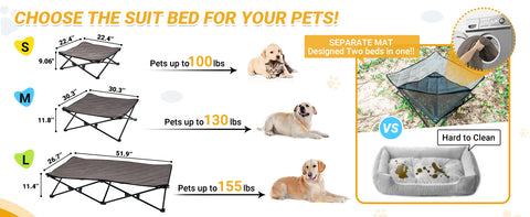 KingCamp PETS SEDUM S Dog Cot Elevated Dog Bed