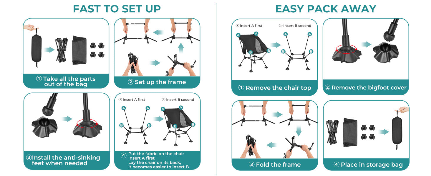 ATEPA Ultralight Square Tall Camping Chair