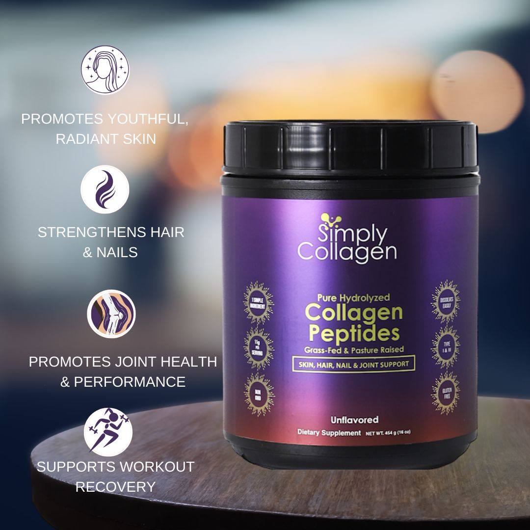 A bottle of grass-fed collagen peptides powder