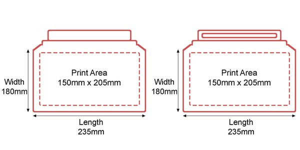 Capacity Book Mailers - 180x235mm - Both Sides Dimensions