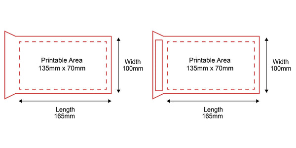 Padded Mailers - 100x165mm - Front & Rear Dimensions
