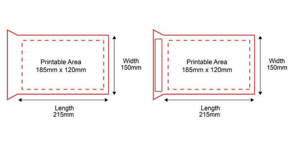Padded Mailers - 150x215mm - Front & Rear Dimensions