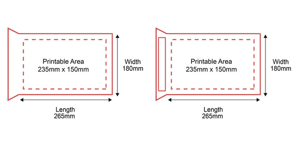 Padded Mailers - 180x265mm - Front & Rear Dimensions
