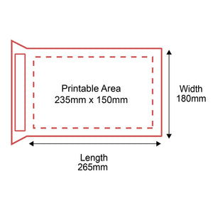 Padded Mailers - 180x265mm - Rear Dimensions