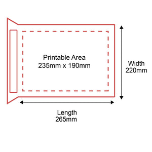 Padded Mailers - 220x265mm - Rear Dimensions