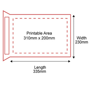 Padded Mailers - 230x335mm - Rear Dimensions