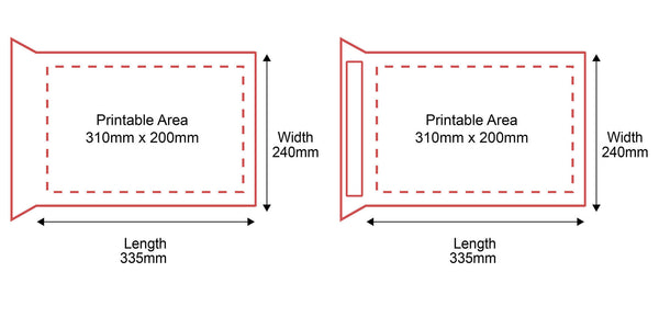 Padded Mailers - 240x335mm - Front & Rear Dimensions