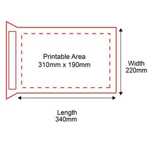 Padded Mailers - 220x340mm - Rear Dimensions