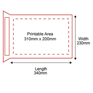 Padded Mailers - 230x340mm - Rear Dimensions