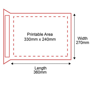 Padded Mailers - 270x360mm - Rear Dimensions
