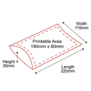Pillow Boxes - DL 220x110x35mm - Front & Rear Dimensions