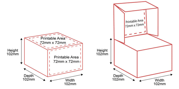 Small Parcel Boxes - 102x102x102mm - Outside & Inside Dimensions