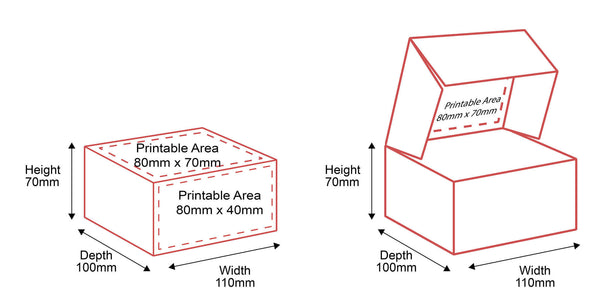 Small Parcel Boxes - 110x100x70mm - Outside & Inside Dimensions
