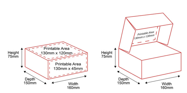 Small Parcel Boxes - 160x150x75mm - Outside & Inside Dimensions