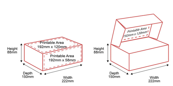 Small Parcel Boxes - 222x150x88mm - Outside & Inside Dimensions