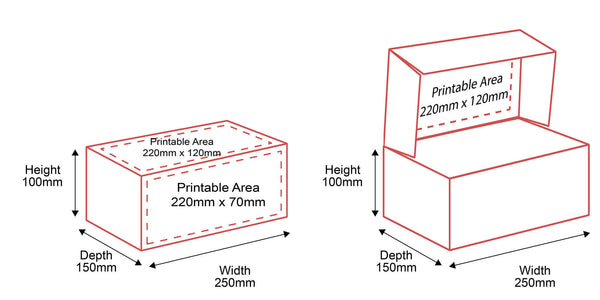 Small Parcel Boxes - 250x150x100mm - Outside & Inside Dimensions