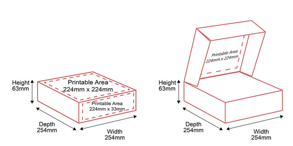 Small Parcel Boxes - 254x254x63mm - Outside & Inside Dimensions