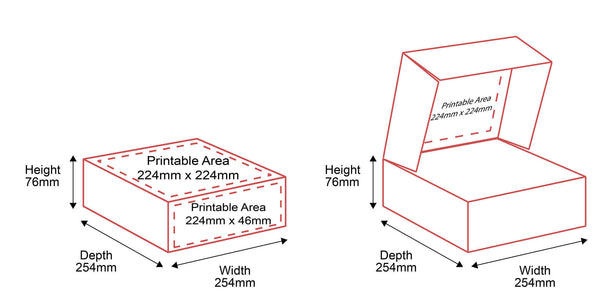 Small Parcel Boxes - 254x254x76mm - Outside & Inside Dimensions