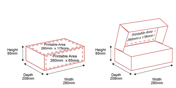 Small Parcel Boxes - 290x208x95mm - Outside & Inside Dimensions