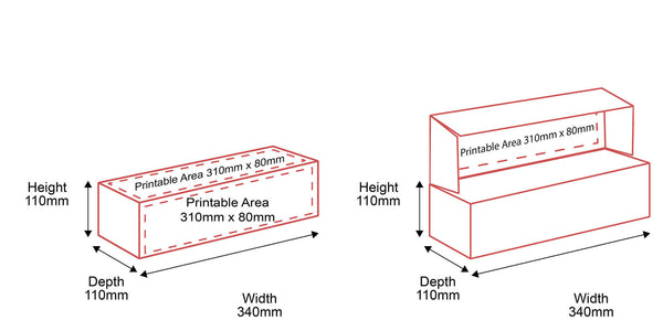 Small Parcel Boxes - 340x110x110mm - Outside & Inside Dimensions