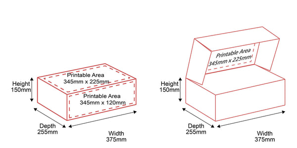 Small Parcel Boxes - 375x255x150mm - Outside & Inside Dimensions