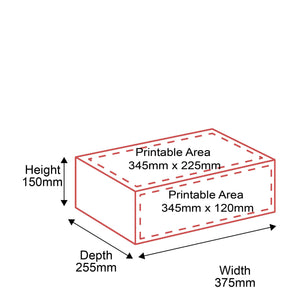 Small Parcel Boxes - 375x255x150mm - Outside Top & Outside Front Dimensions