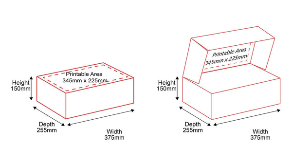 Small Parcel Boxes - 375x255x150mm - Outside Top & Inside Dimensions