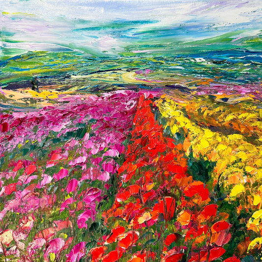 Canvas Painting, Flower Field Painting, Heavy Texture Oil Painting, Or –  Paintingforhome