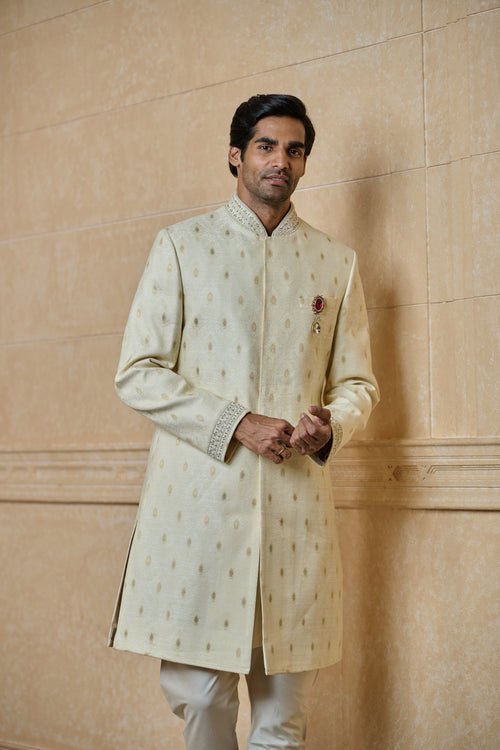 Rajputana achkan | Achkan, Wedding suits men black, Groom dress men