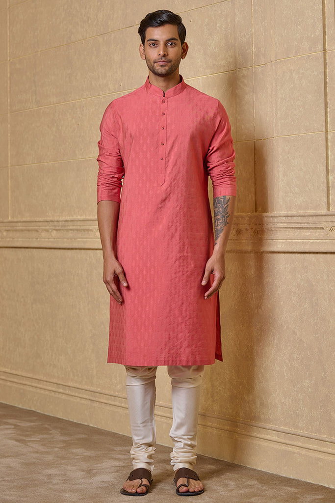 Light Pink Cotton Kurta Pajama 258143