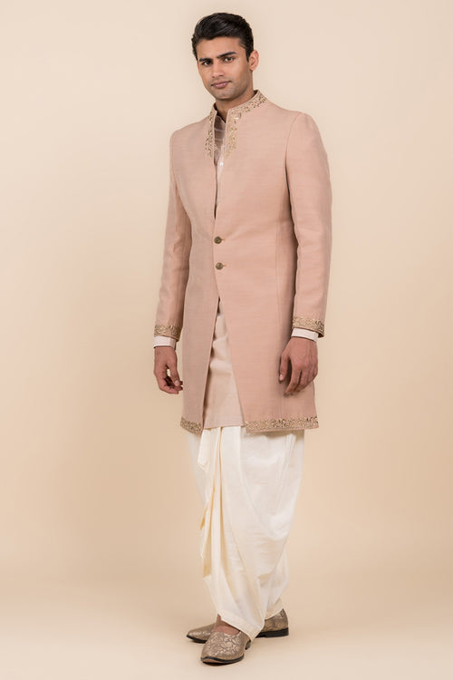 Buy New White Plain Dhupion Silk Kurta Pajama For Ring Ceremony Online