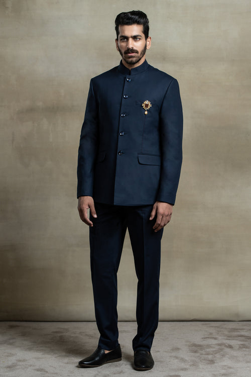 Terry rayon solid reception wear navy coat suit - G3-MCO1269 | G3fashion.com