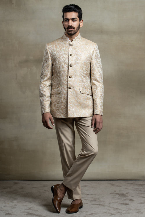 Mandarin Collar Nehru Light Green Color Fancy Fabric Jodhpuri Suits -  Zakarto