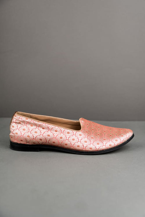 Peach Pink Color Mens Shoes, Men Mojari