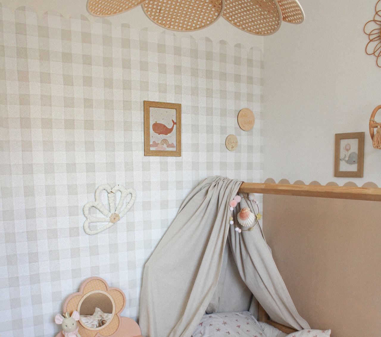 chambre-de-fille-gris-vichy-papier peint