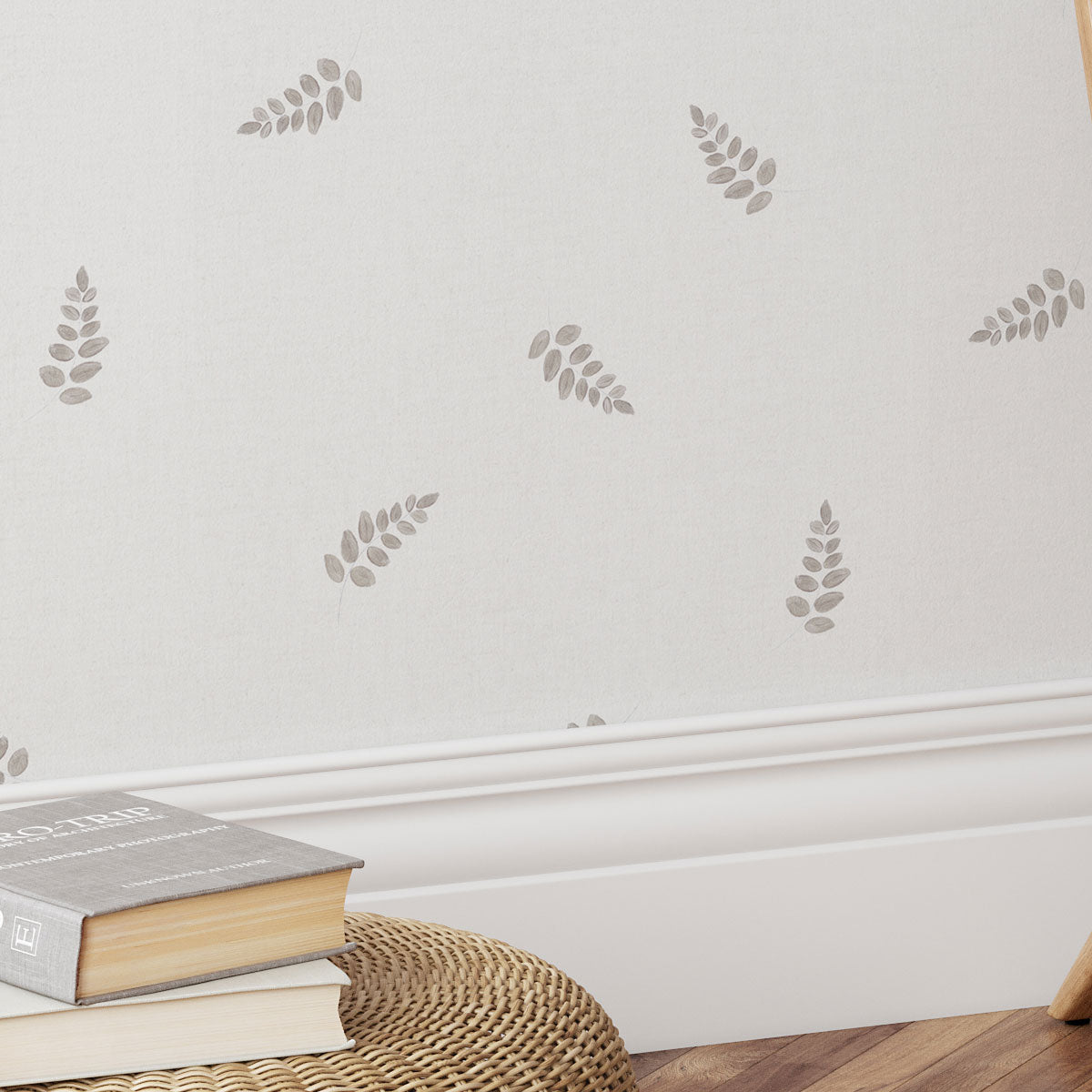 Papier peint Feuilles blanches et marron pour la décoration intérieure