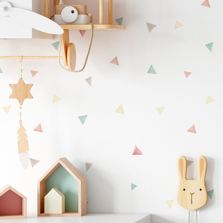 Papel pintado triángulos para decorar cuarto de niños – ALF&mabi