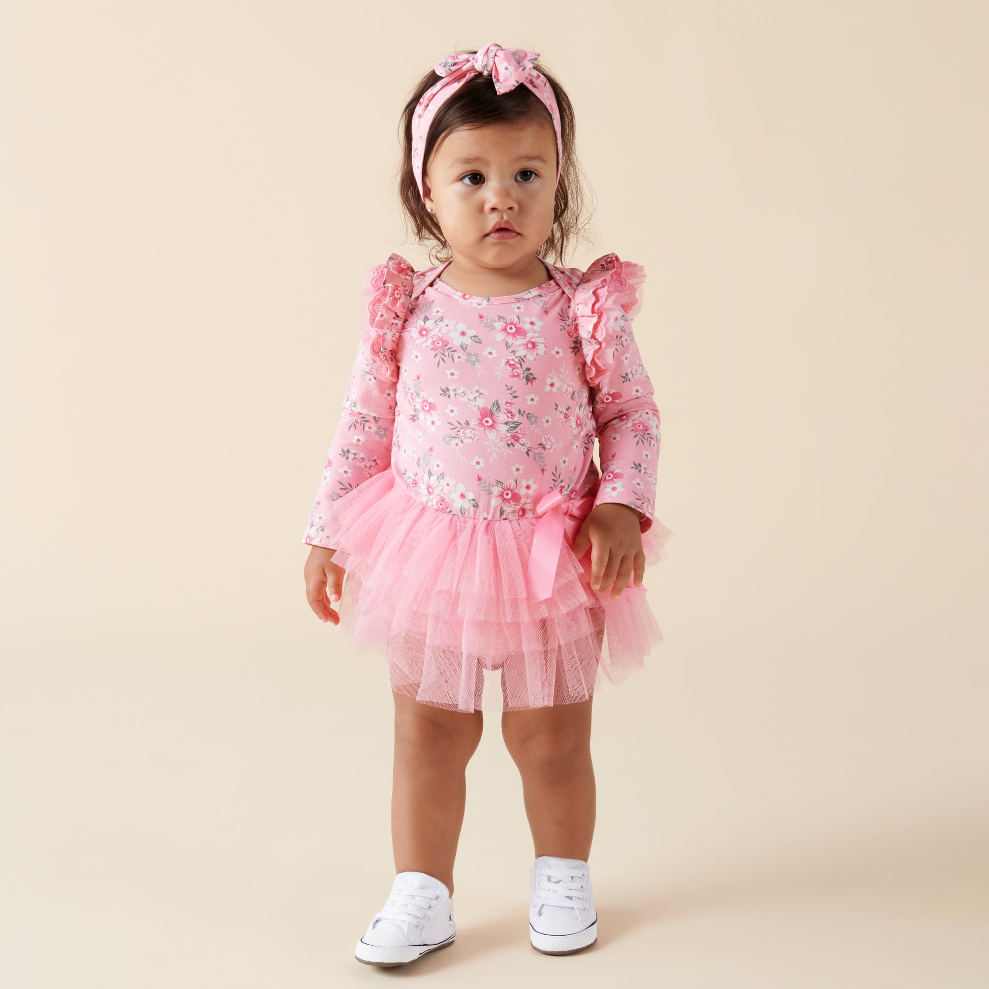 Designer Kidz | Millie Floral Long Sleeve Tutu Dress | Pink – The Little  Rainbow Company Limited