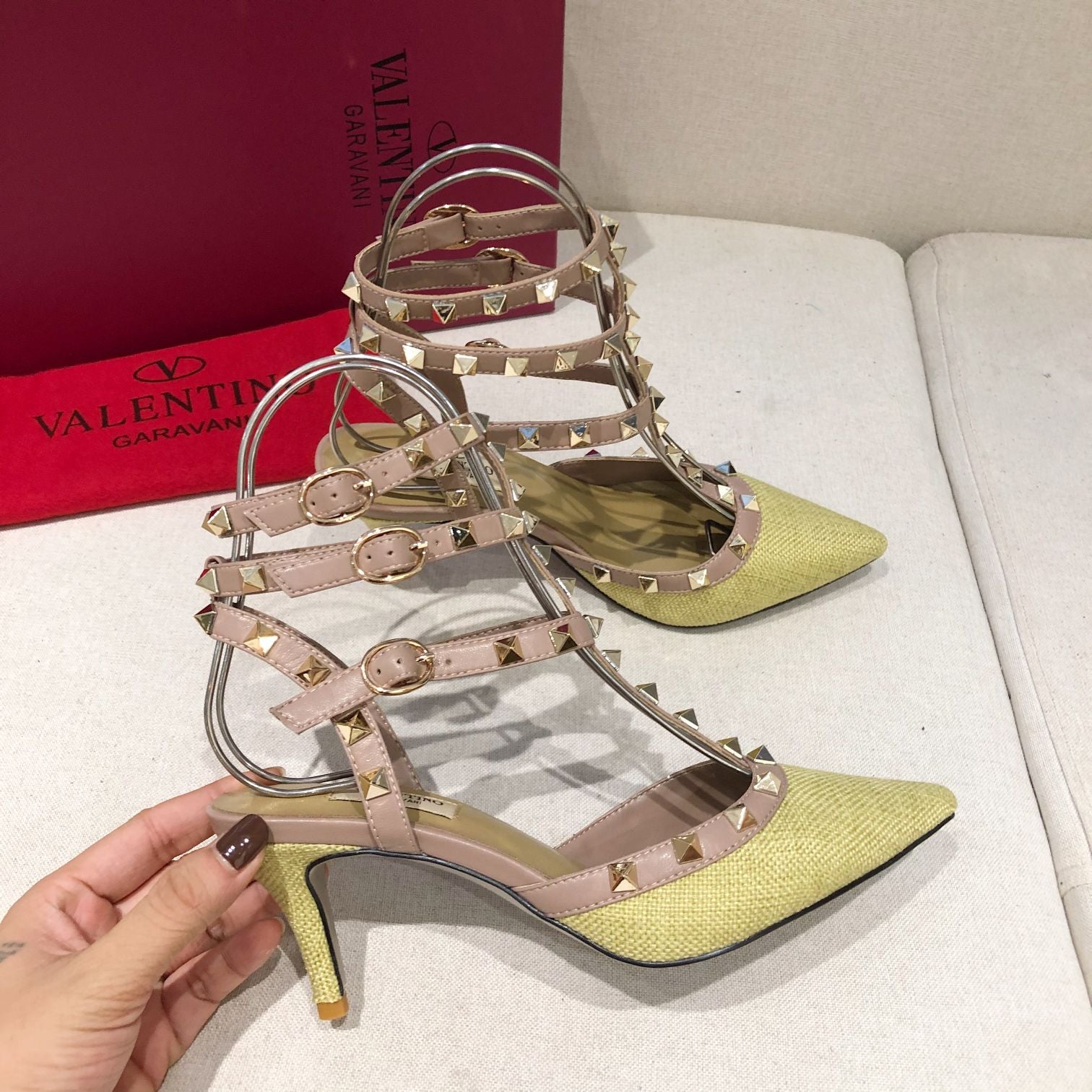 Valentino Fashion Leather Women Heel 6.5cm Shoes 01