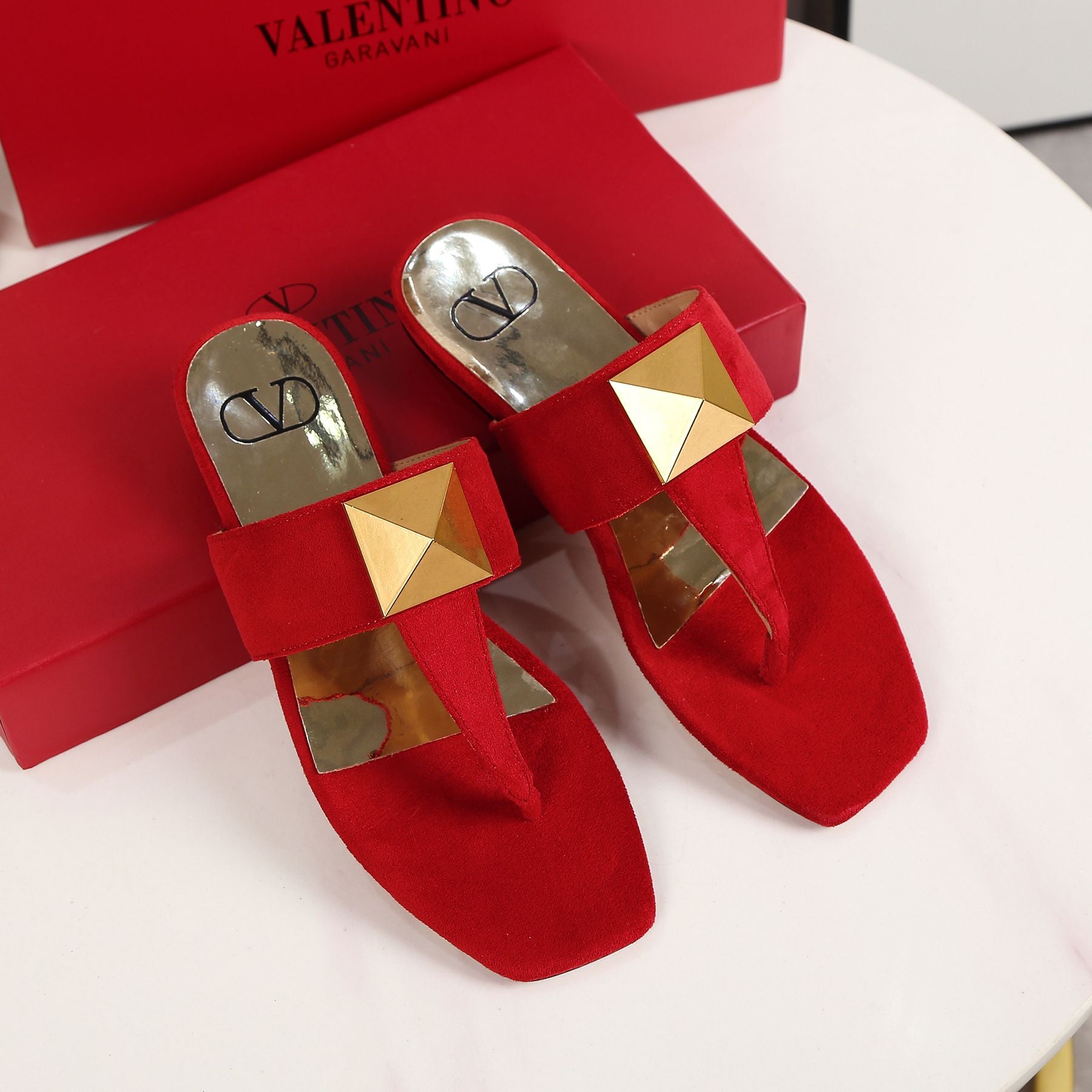 Valentino Fashion Leather Women Slipper Shoes 18