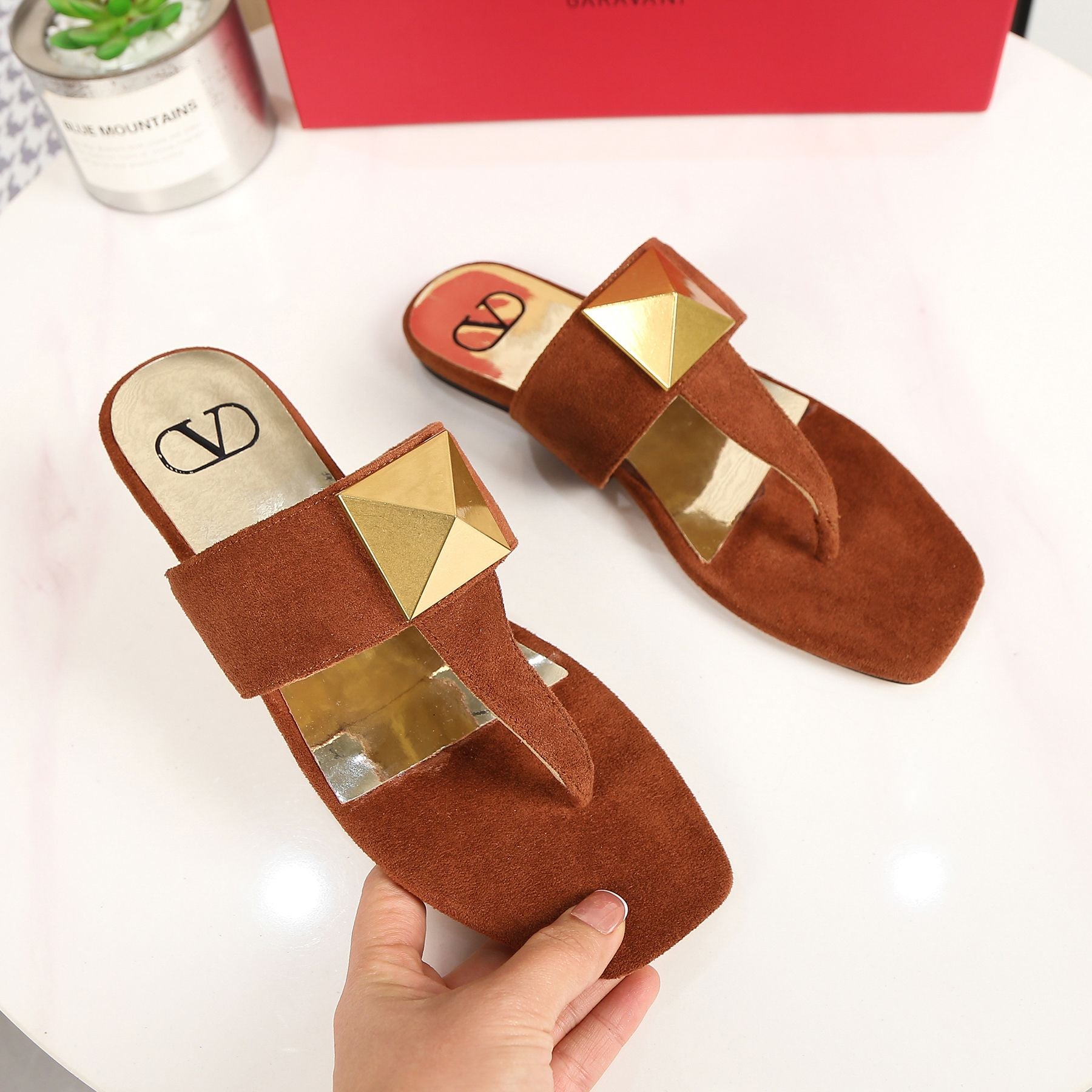 Valentino Fashion Leather Women Slipper Shoes 10