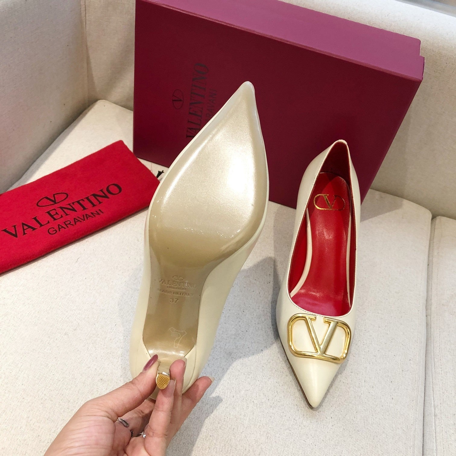 Valentino Fashion Leather Women High Heels 7cm Shoes 03